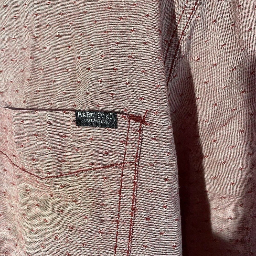 Marc Ecko Cut & Sew Men's L Short Sleeve Red/Pink Casual Button Down Dress Shirt - Picture 3 of 8
